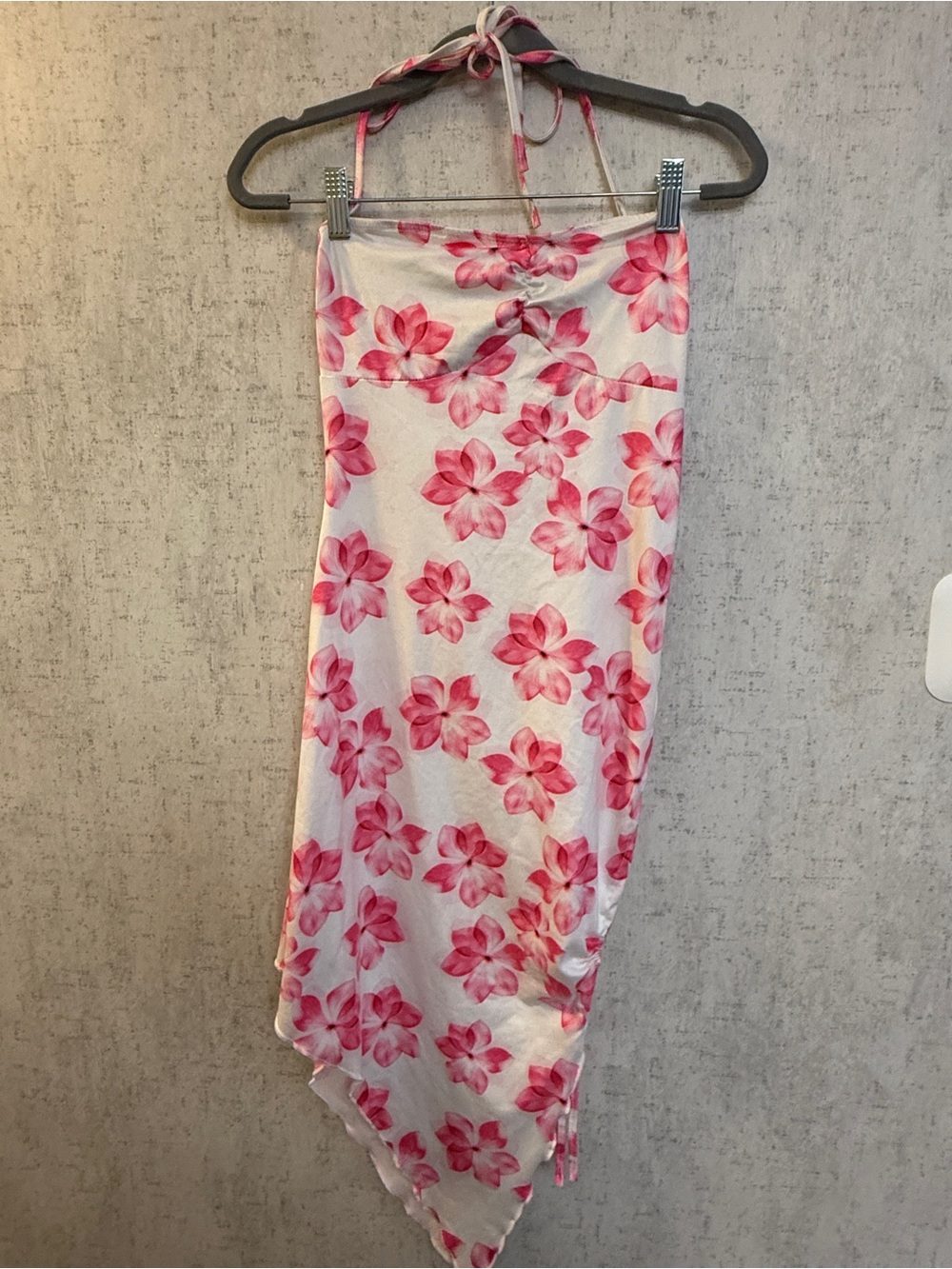 SHEIN Pink Floral Tie-Neck Dress